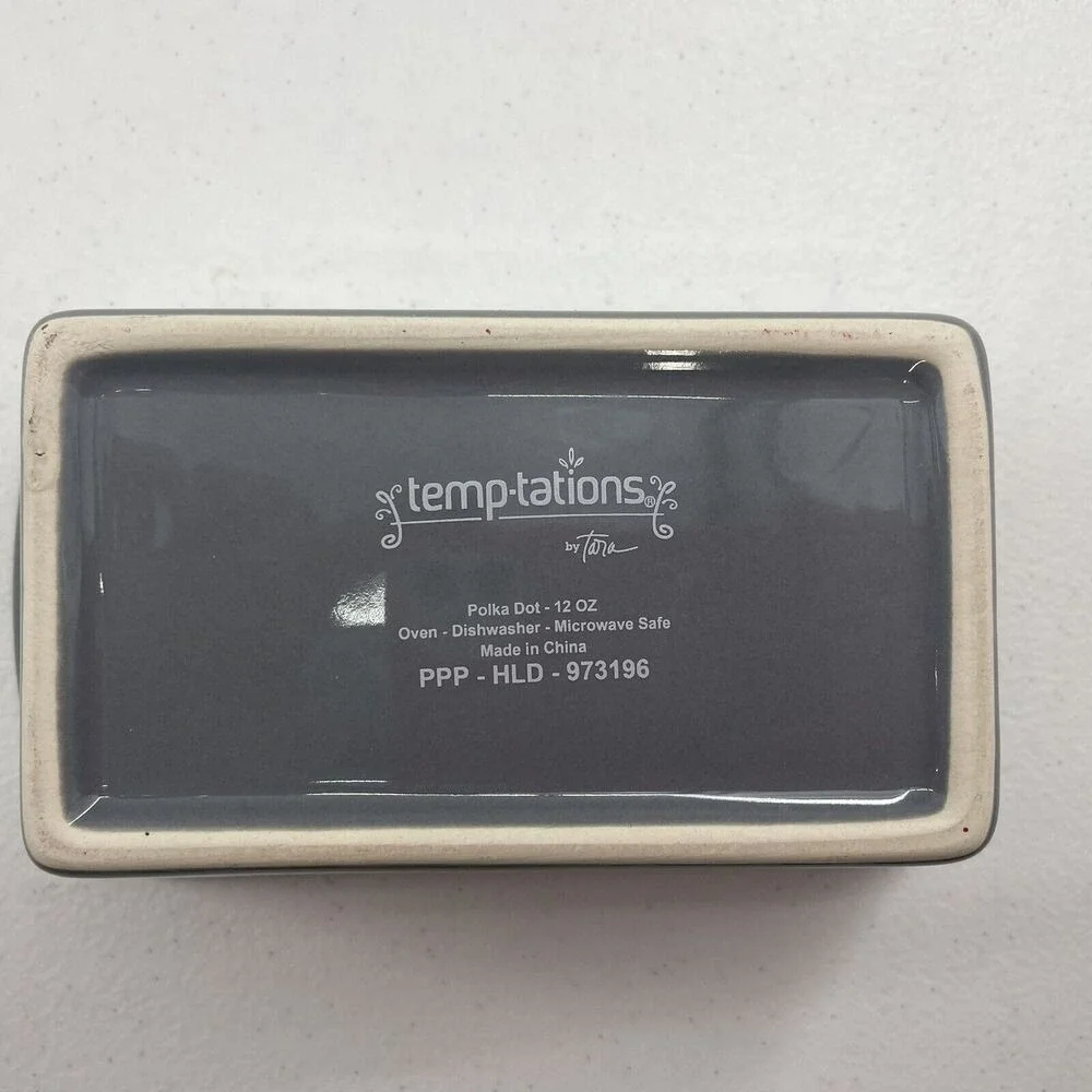 Temptations By Tara Mini Loaf Pan Gray Polka Dots‎ 12 Oz Cottage Core Oven Safe